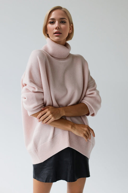 Basic Bae Turtleneck Dropped Shoulder Long Sleeve Sweater - Velora Luxury Fashion