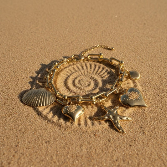 Beach Charm Bracelet in Gold