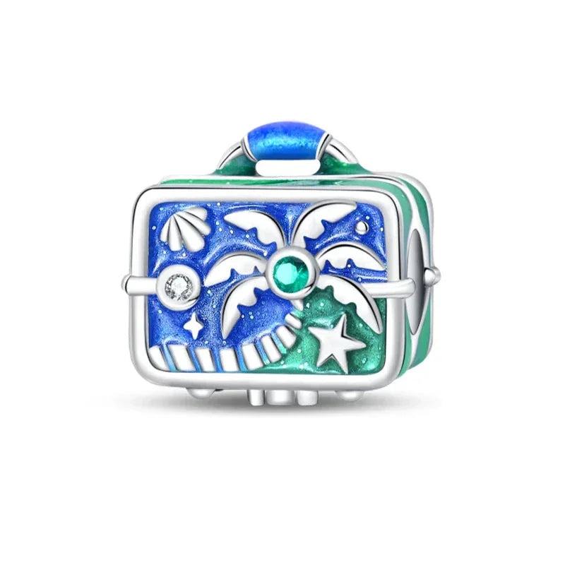 Beach Paradise Sterling Silver Suitcase Charm - Velora Luxury Fashion