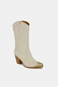 Beast Fashion Metal-Toe Block Heel Ankle Boots - Velora Luxury Fashion