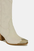 Beast Fashion Metal-Toe Block Heel Ankle Boots - Velora Luxury Fashion