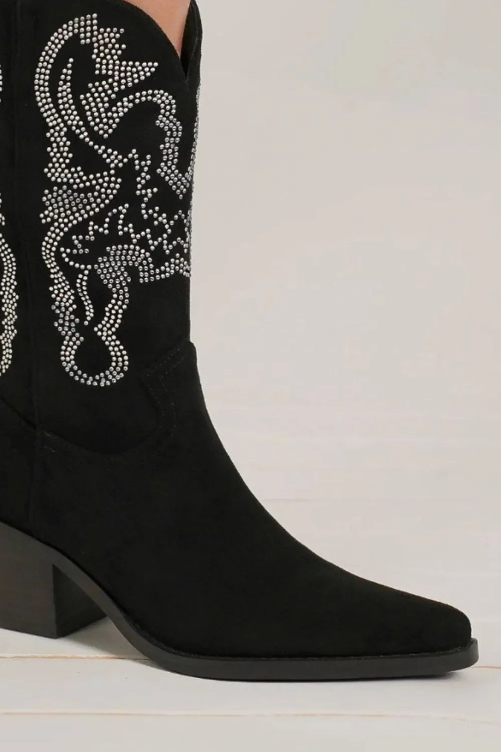 Beast Fashion Rhinestone Detail Point Toe Boots - Velora Luxury Fashion