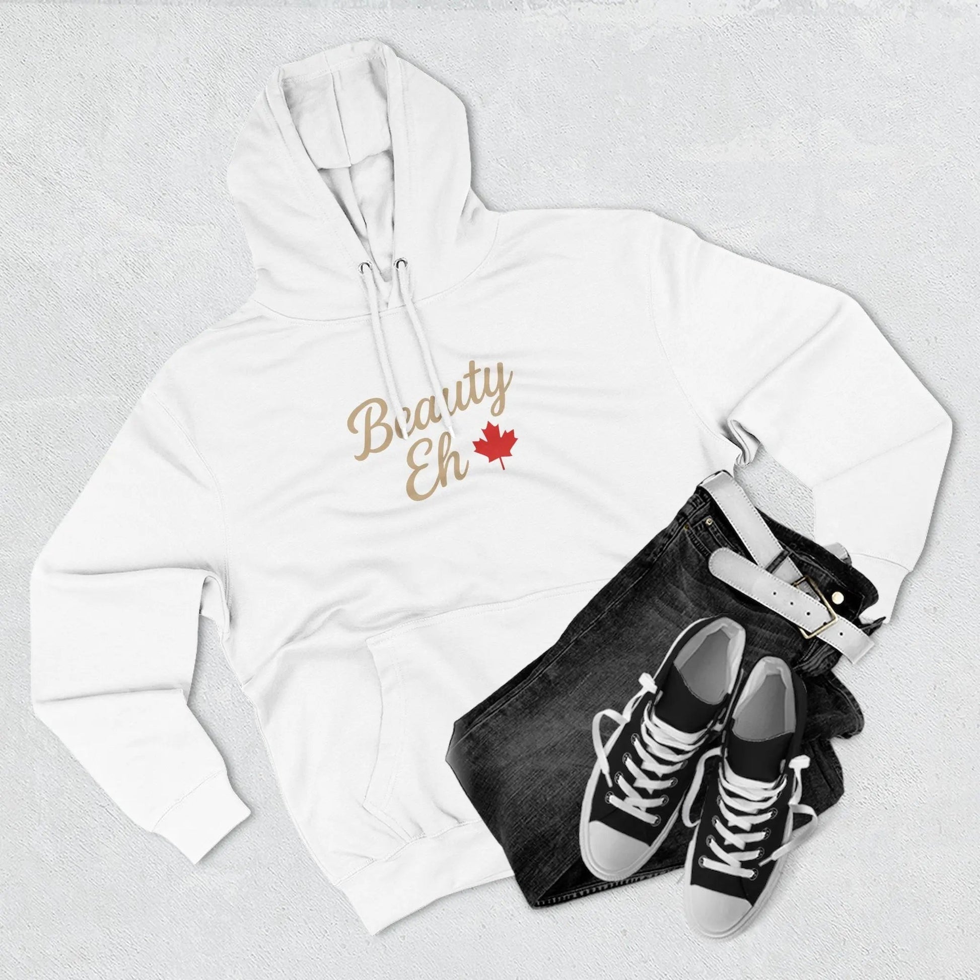 Beauty Eh Canadian Hoodie - Maple Leaf Pride Pullover Sweatshirt - Womens Canada Day Apparel - Cozy Fleece Lined Hooded Sweatshirt - Velora Luxury Fashion