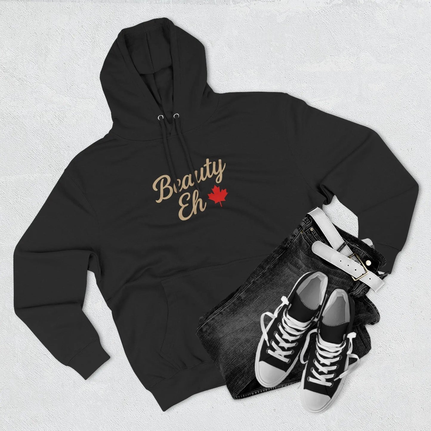 Beauty Eh Canadian Hoodie - Maple Leaf Pride Pullover Sweatshirt - Womens Canada Day Apparel - Cozy Fleece Lined Hooded Sweatshirt - Velora Luxury Fashion