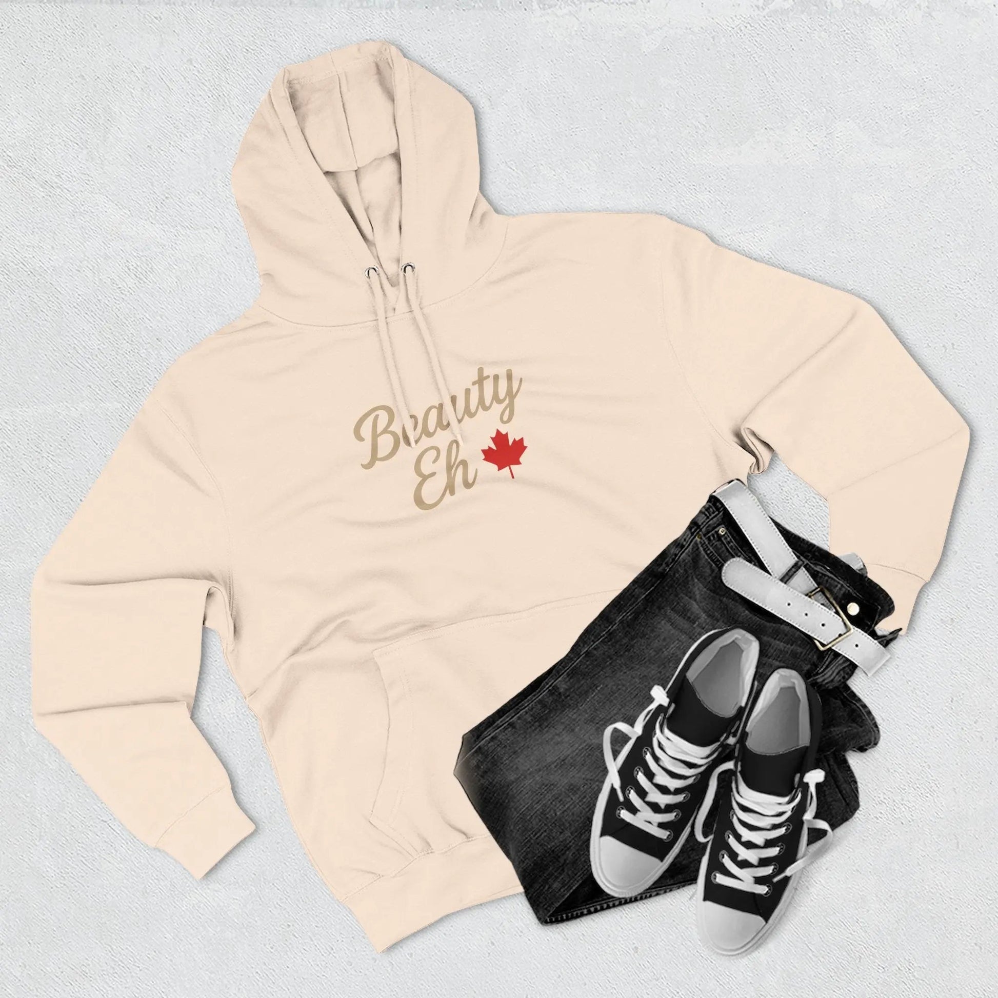 Beauty Eh Canadian Hoodie - Maple Leaf Pride Pullover Sweatshirt - Womens Canada Day Apparel - Cozy Fleece Lined Hooded Sweatshirt - Velora Luxury Fashion