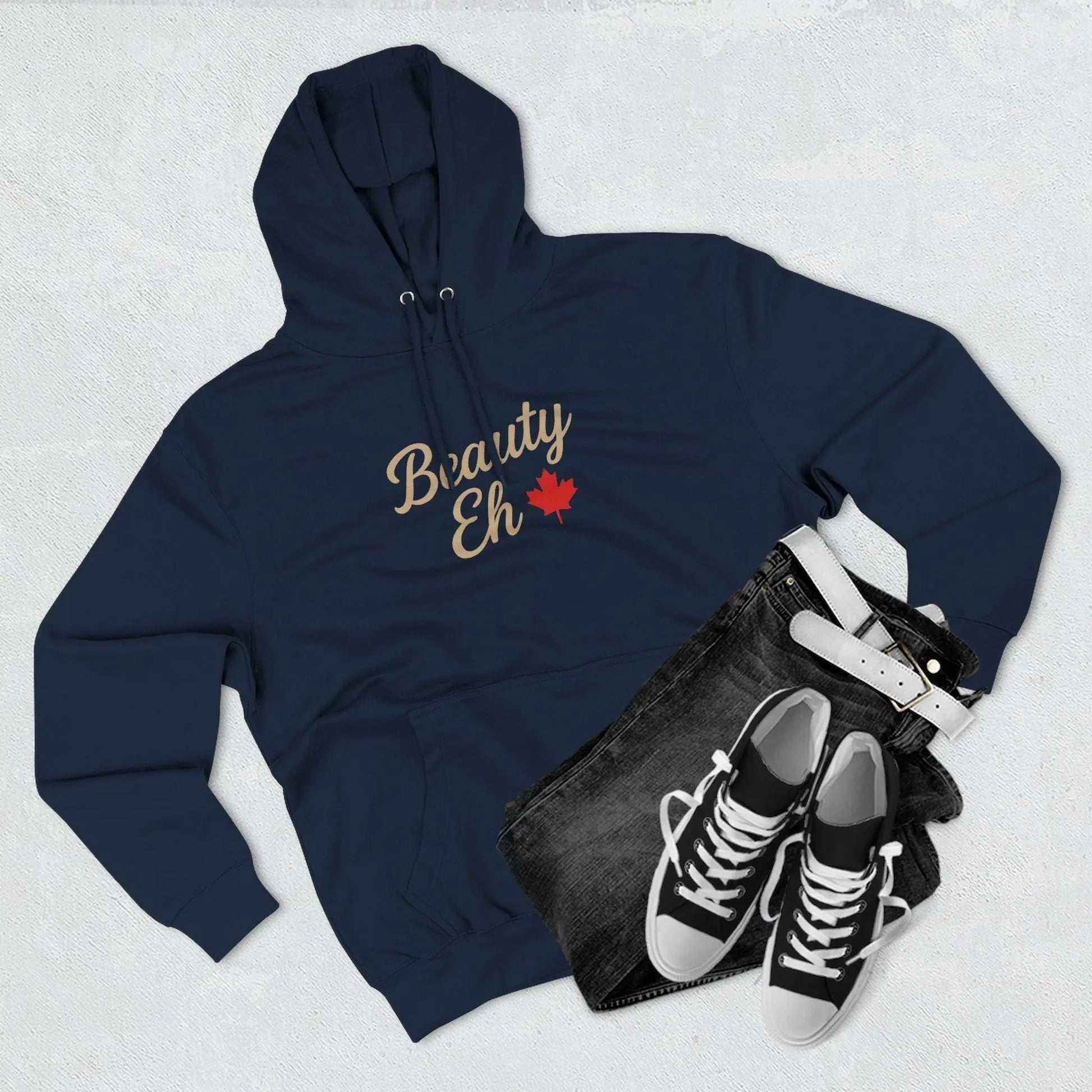Beauty Eh Canadian Hoodie - Maple Leaf Pride Pullover Sweatshirt - Womens Canada Day Apparel - Cozy Fleece Lined Hooded Sweatshirt - Velora Luxury Fashion