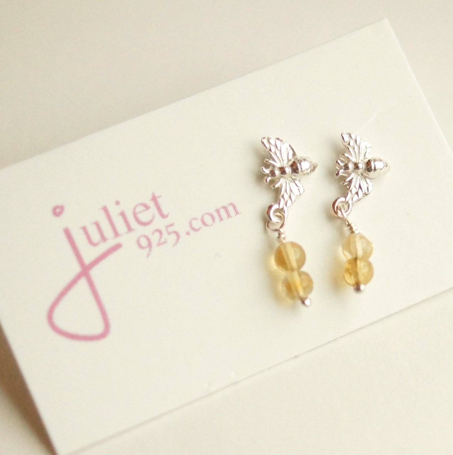 Bee and Citrine Studs