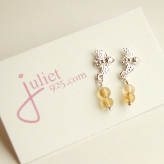 Bee and Citrine Studs