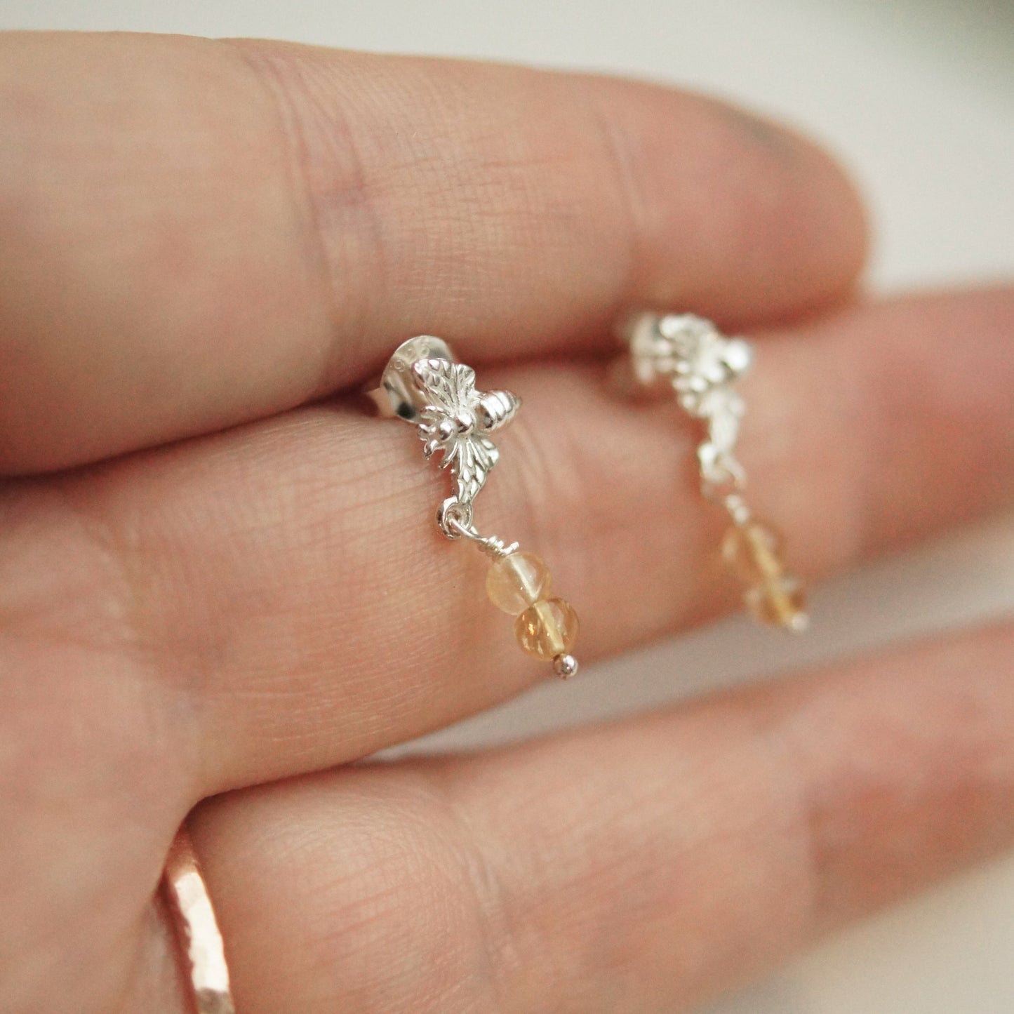 Bee and Citrine Studs