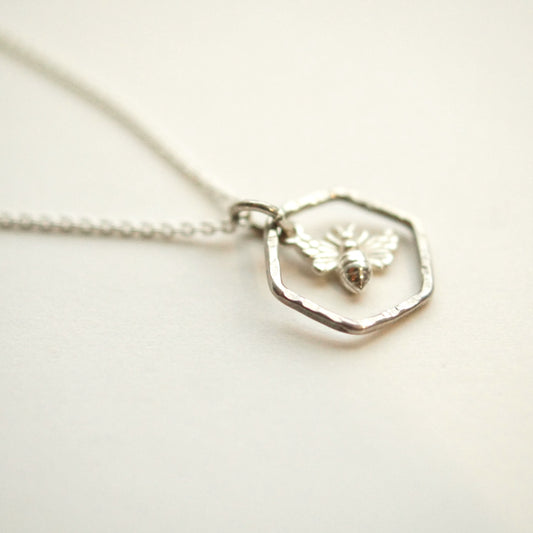 Bee in Hexagon Pendant