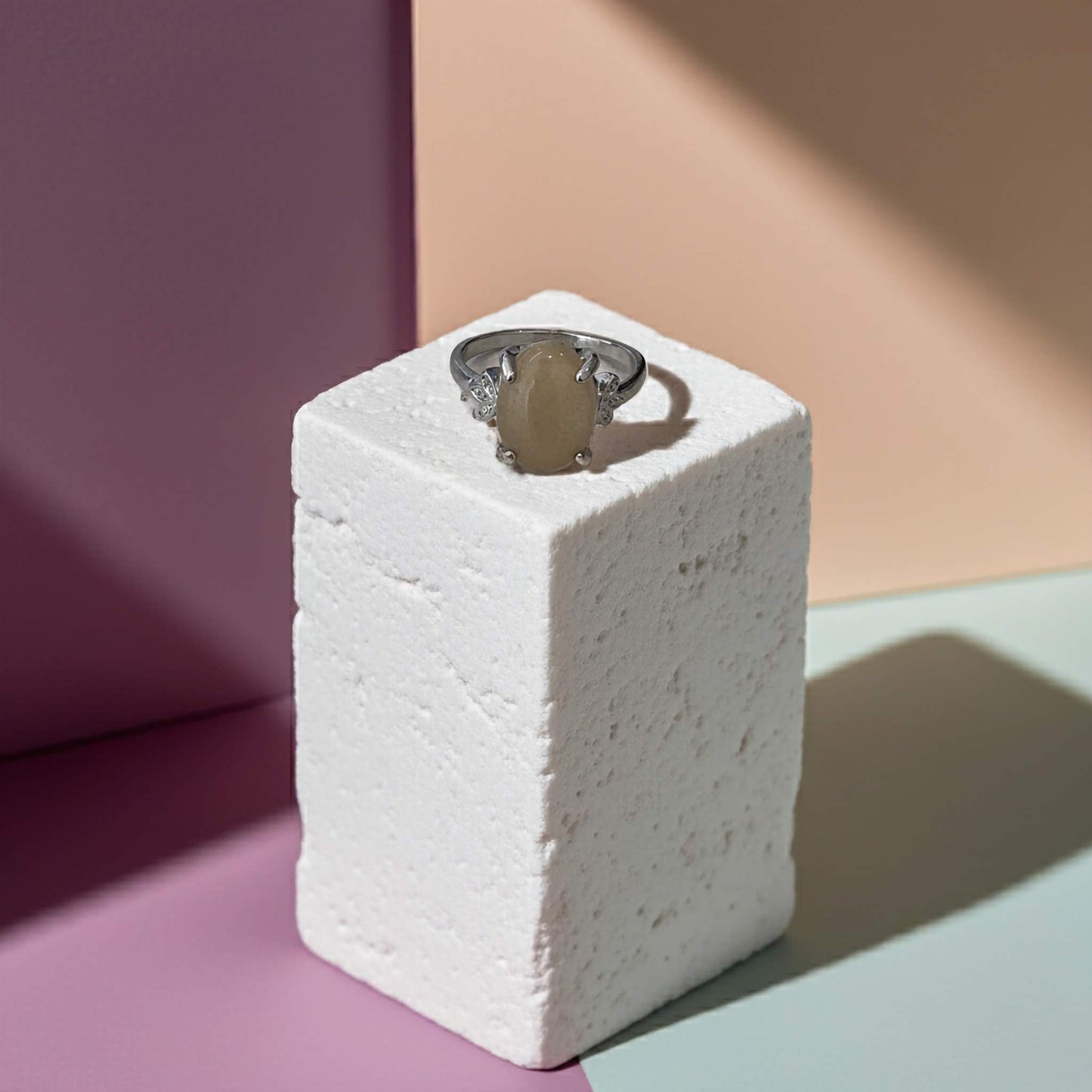 Oval Stone Silver Ring  | Elegant Rings