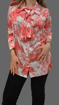 Belted Formal Printed Shirt - Velora Luxury Fashion