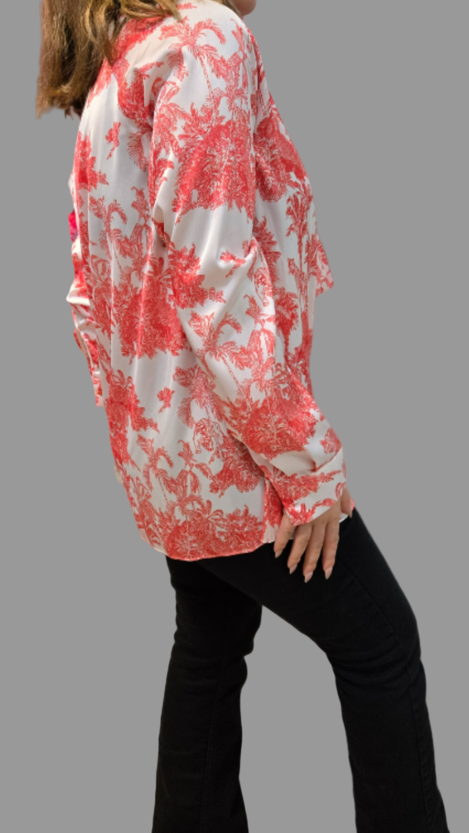 Belted Formal Printed Shirt Astudio.fashion