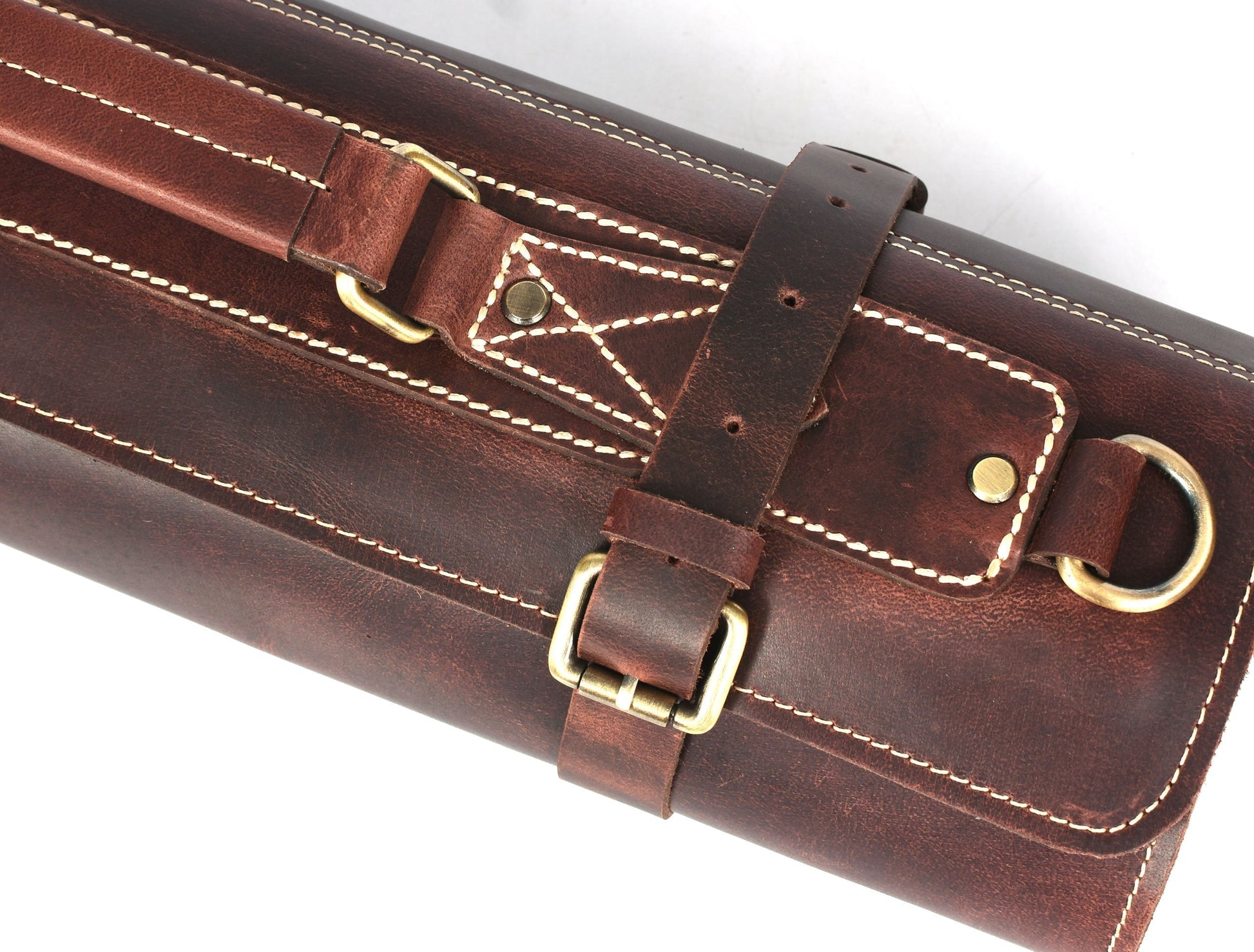 Bend Leather Chef Knife Roll 10 Slot - Walnut Brown - Velora Luxury Fashion