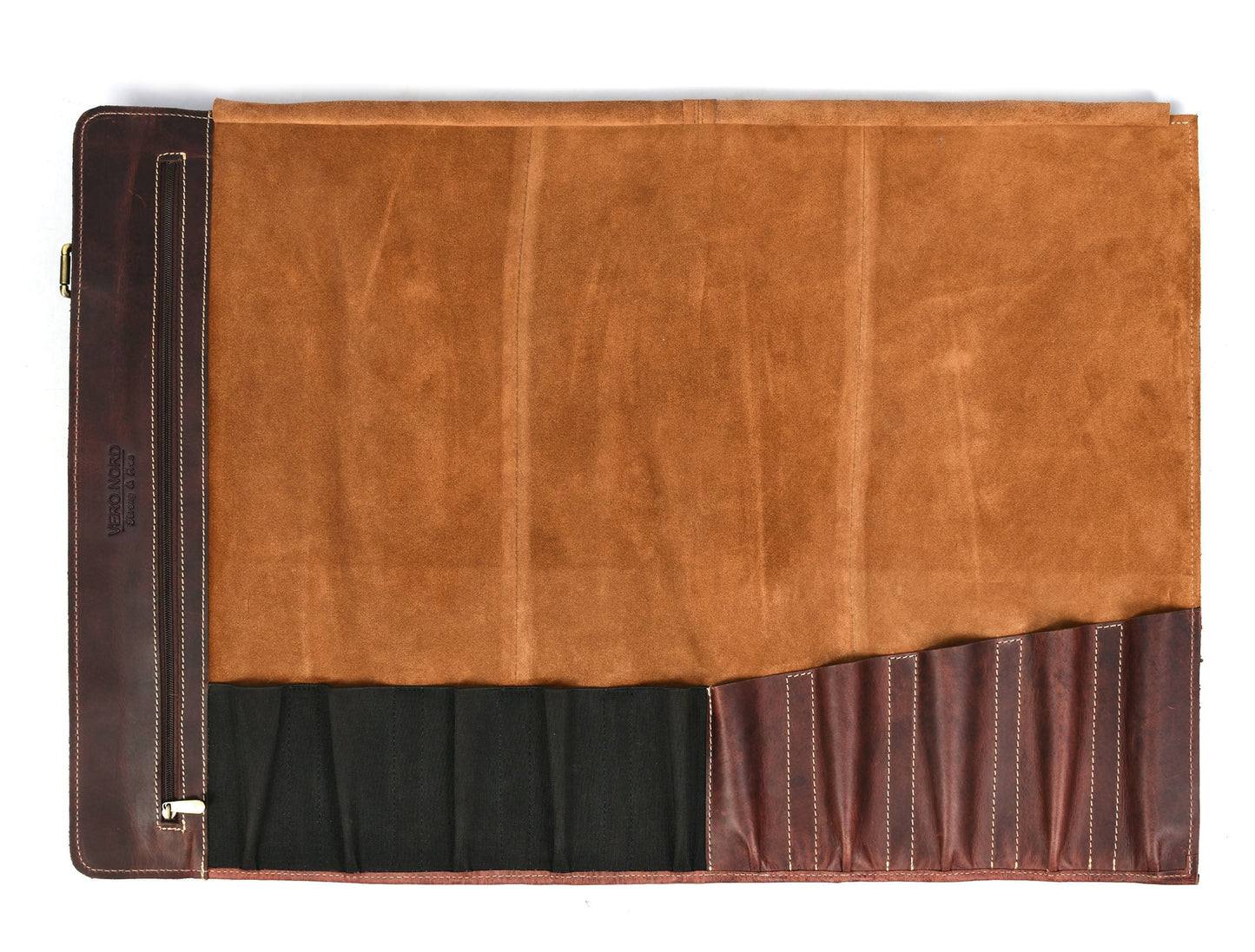 Bend Leather Chef Knife Roll 10 Slot - Walnut Brown - Velora Luxury Fashion