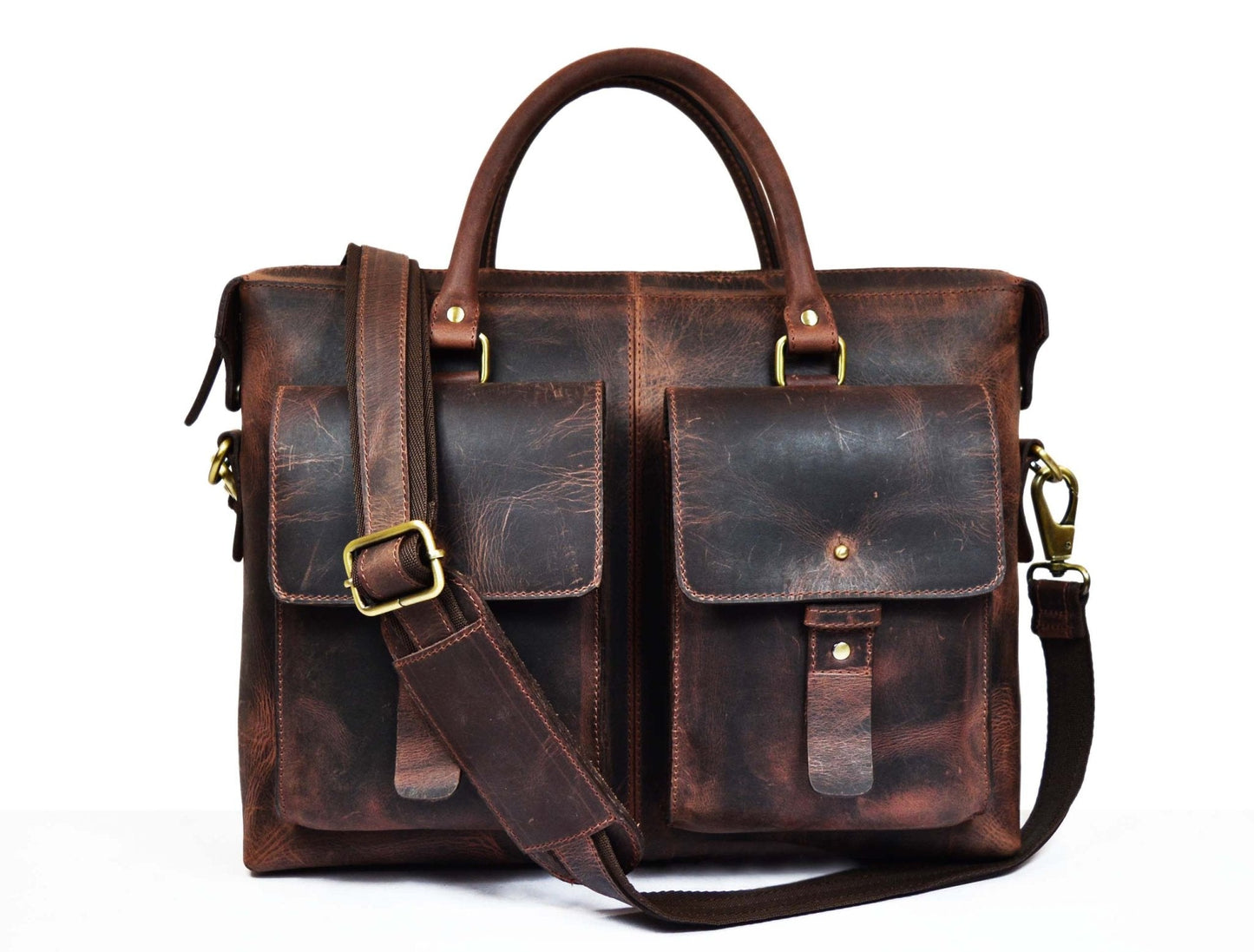Berkeley Leather Portfolio Bag - Walnut Brown - Velora Luxury Fashion