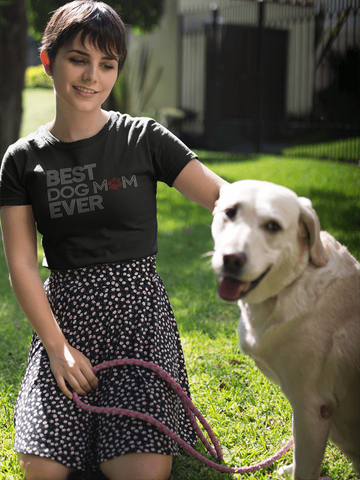 Best Dog Mom Ever Rhinestone Shirt – Sparkle Dog Lover Bling Tee for Women | Blingdazzel