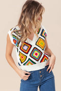 BiBi Diamond Granny Square Sweater Vest - Velora Luxury Fashion