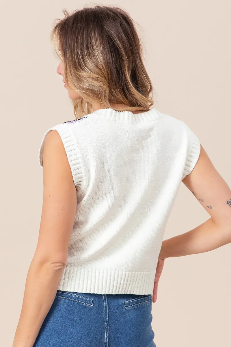 BiBi Diamond Granny Square Sweater Vest - Velora Luxury Fashion