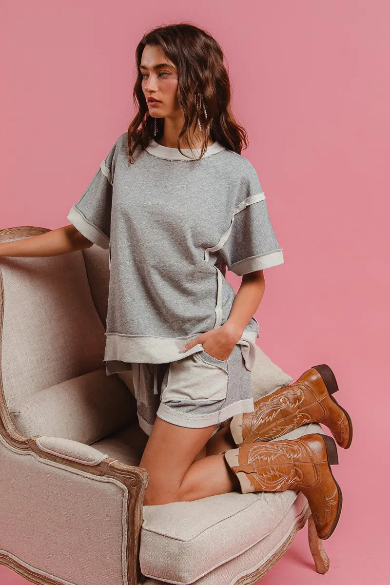 BiBi French Terry Knit Shorts with Side Pocket - Velora Luxury Fashion