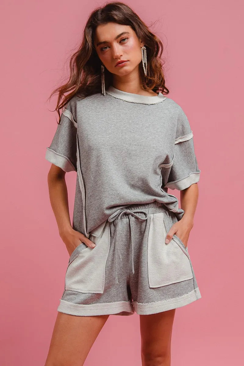 BiBi French Terry Knit Shorts with Side Pocket - Velora Luxury Fashion