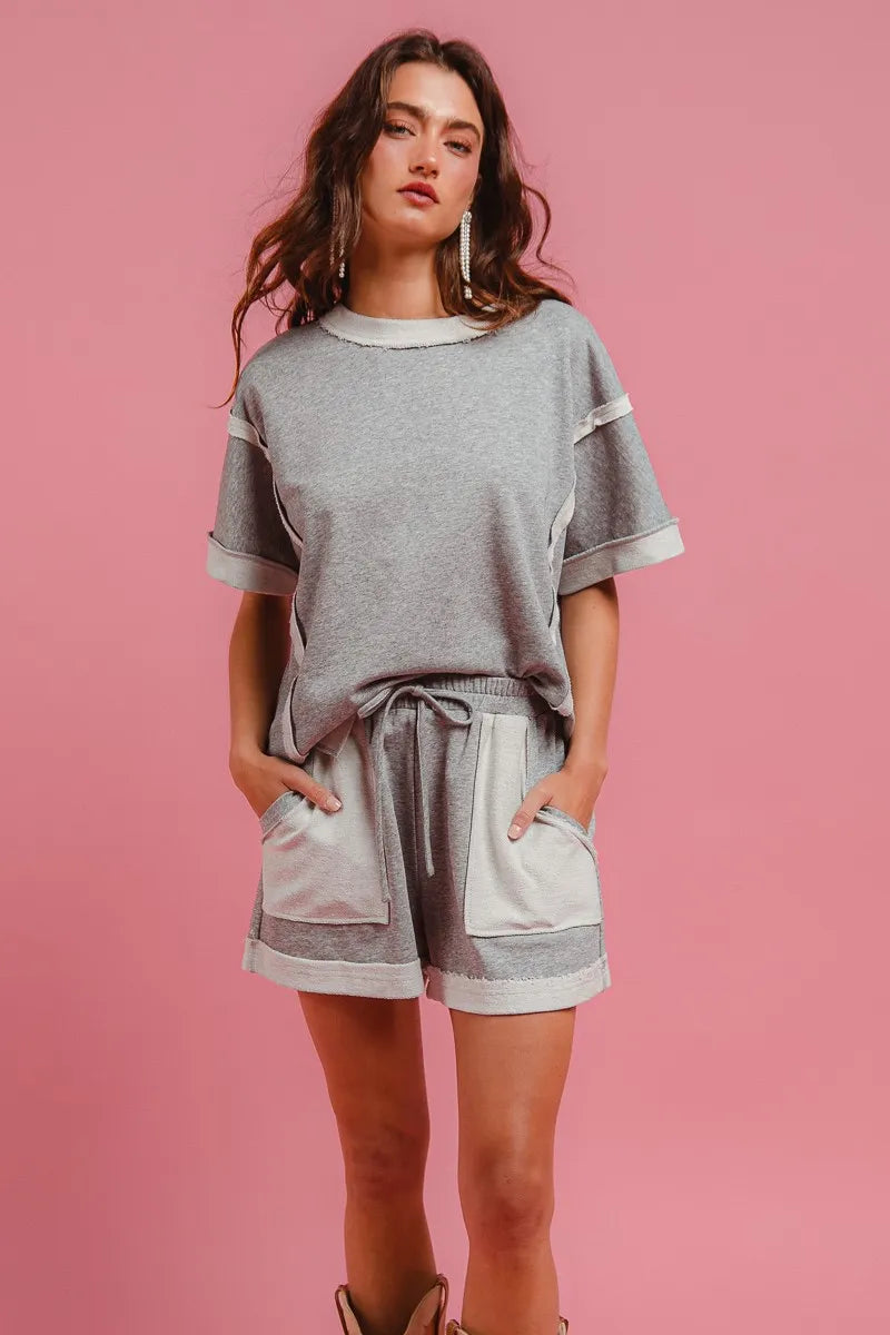 BiBi French Terry Knit Shorts with Side Pocket - Velora Luxury Fashion