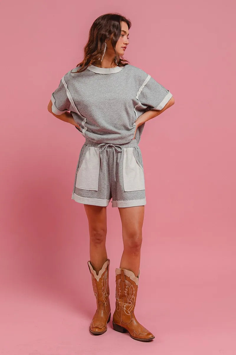 BiBi French Terry Knit Shorts with Side Pocket - Velora Luxury Fashion