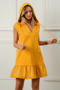 BiBi Ruffled French Terry Hooded Dress - Velora Luxury Fashion