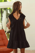 BiBi Ruffled French Terry Hooded Dress - Velora Luxury Fashion