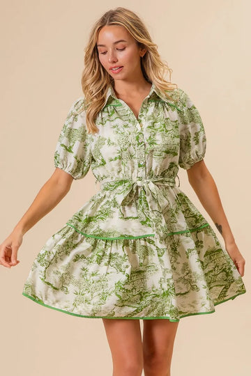 BiBi Woven Printed Tiered Dress - Velora Luxury Fashion