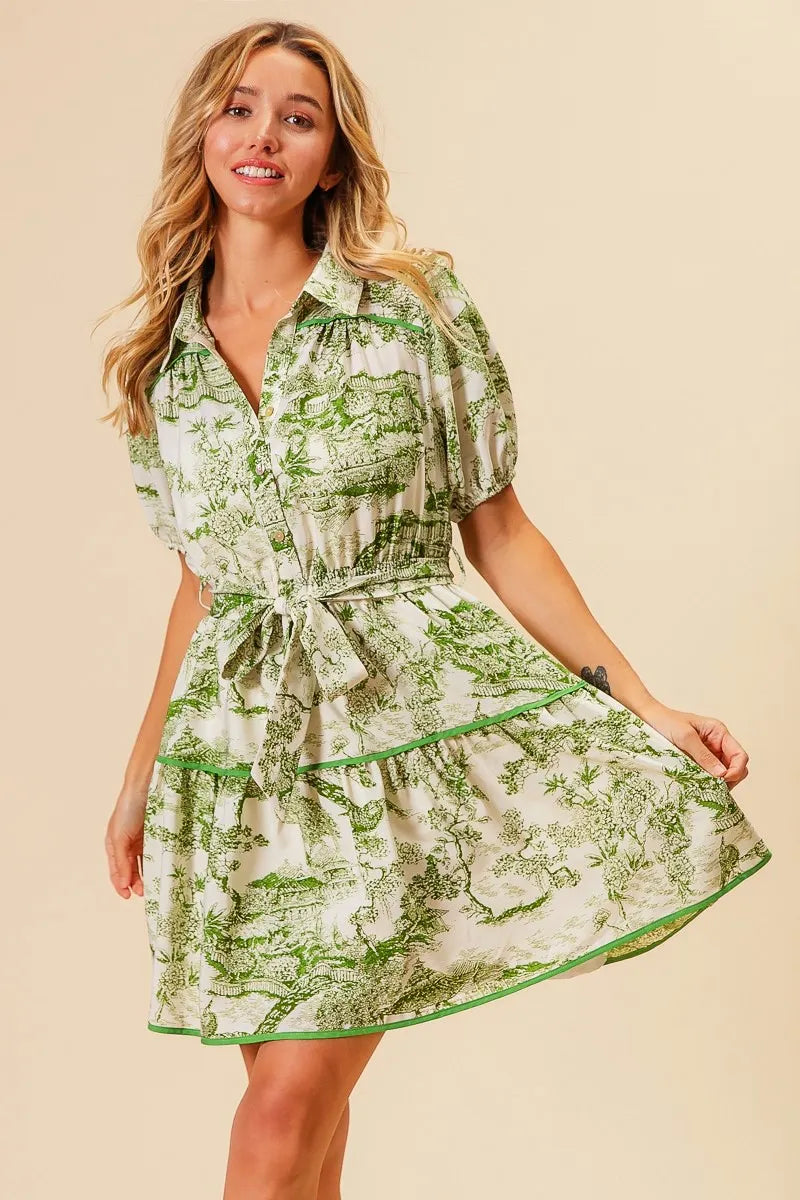 BiBi Woven Printed Tiered Dress - Velora Luxury Fashion