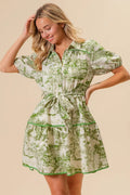 BiBi Woven Printed Tiered Dress - Velora Luxury Fashion