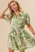 BiBi Woven Printed Tiered Dress - Velora Luxury Fashion