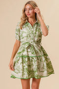 BiBi Woven Printed Tiered Dress - Velora Luxury Fashion
