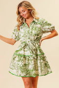 BiBi Woven Printed Tiered Dress - Velora Luxury Fashion