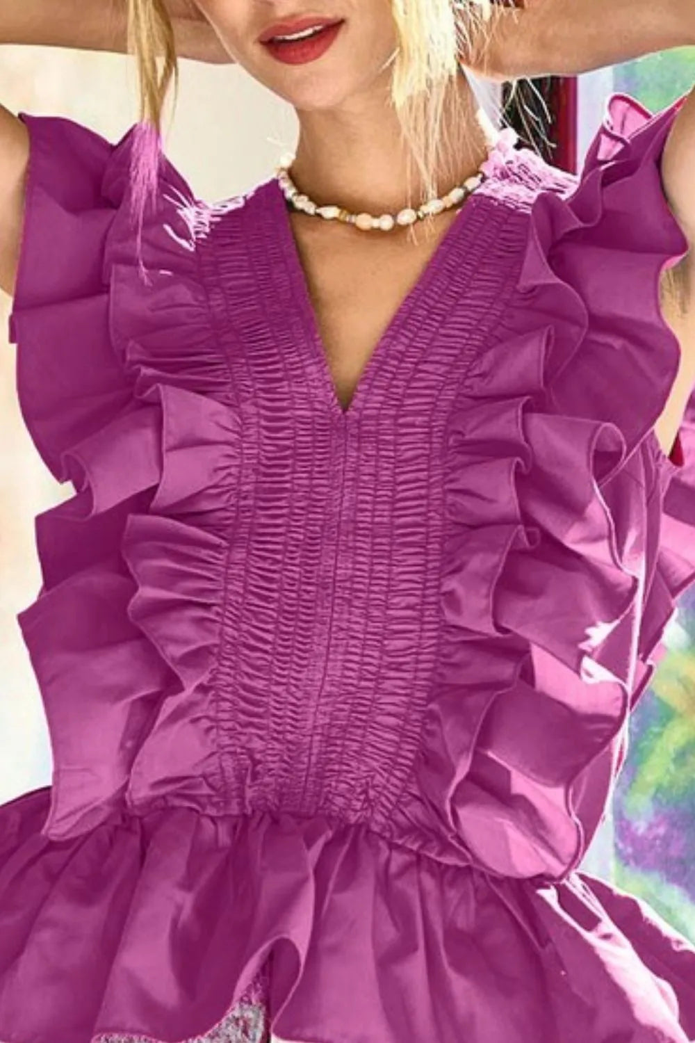 BiBi Woven Ruffled Top - Velora Luxury Fashion