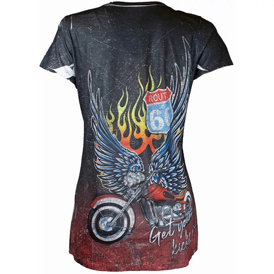 Big Bang Clothing Women's Route 66 T-Shirt Boutique of Leathers/Open Road