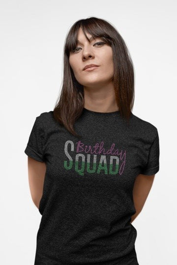 Birthday Squad Rhinestone Shirt – Sparkly Party Bling Tee | Blingdazzel