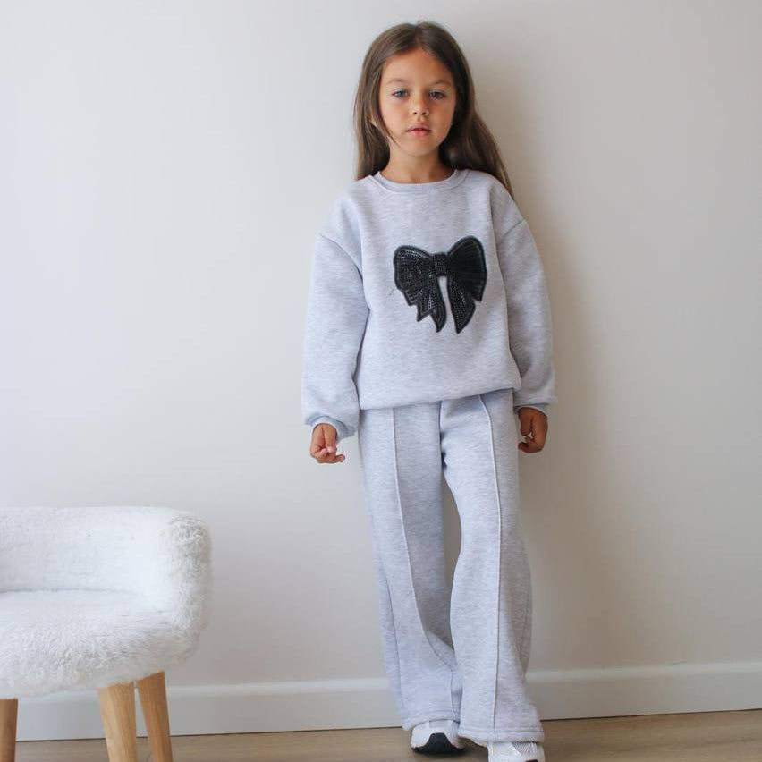 Black Bow Girls Casual Set - Velora Luxury Fashion