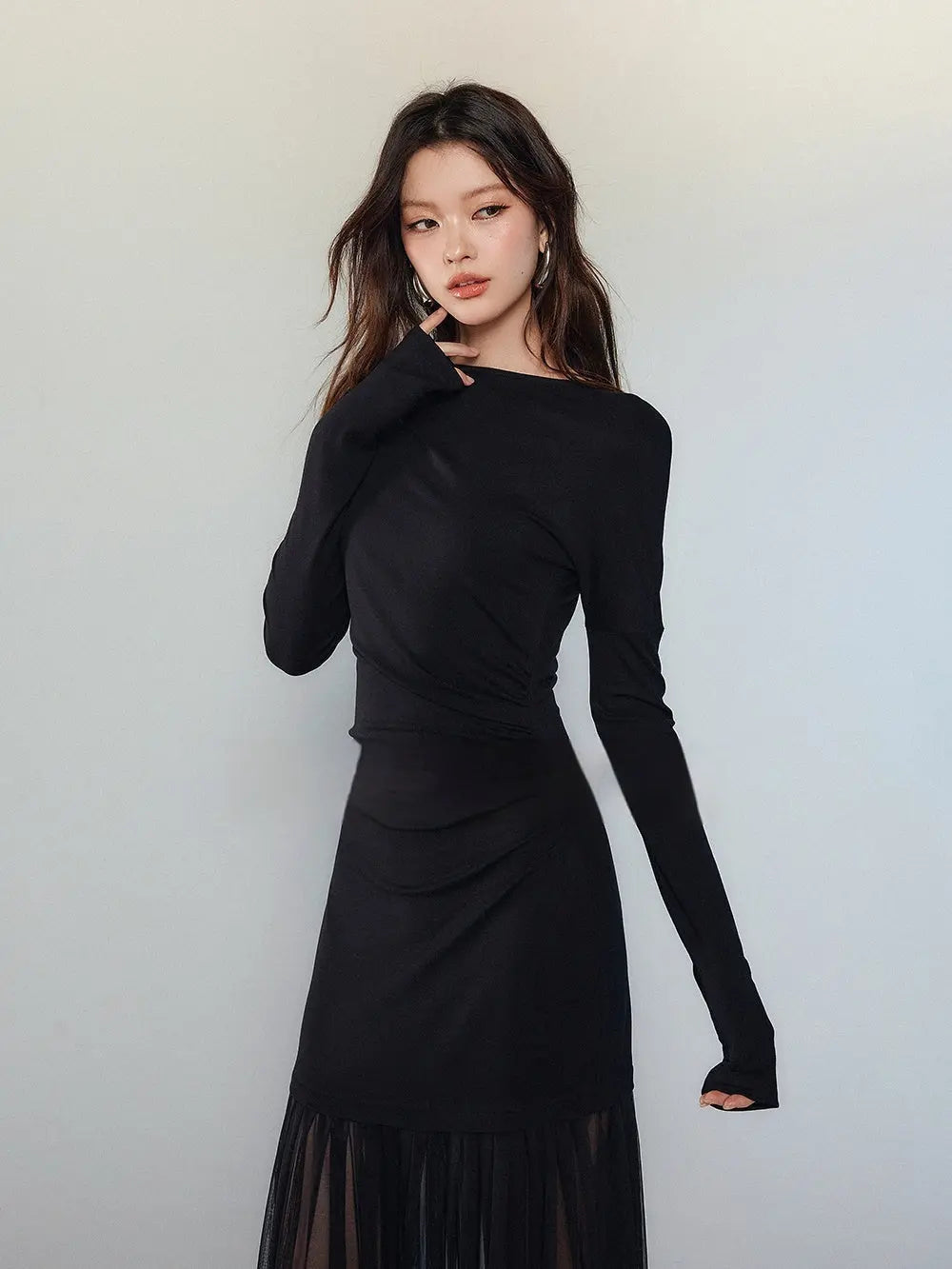 Black Panel Mesh Dress Women EX-STOCK Canada