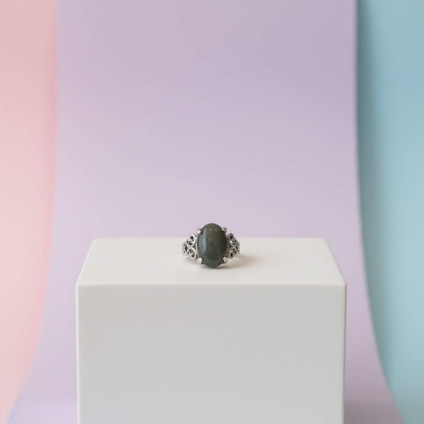 Oval Stone Silver Ring  | Elegant Rings