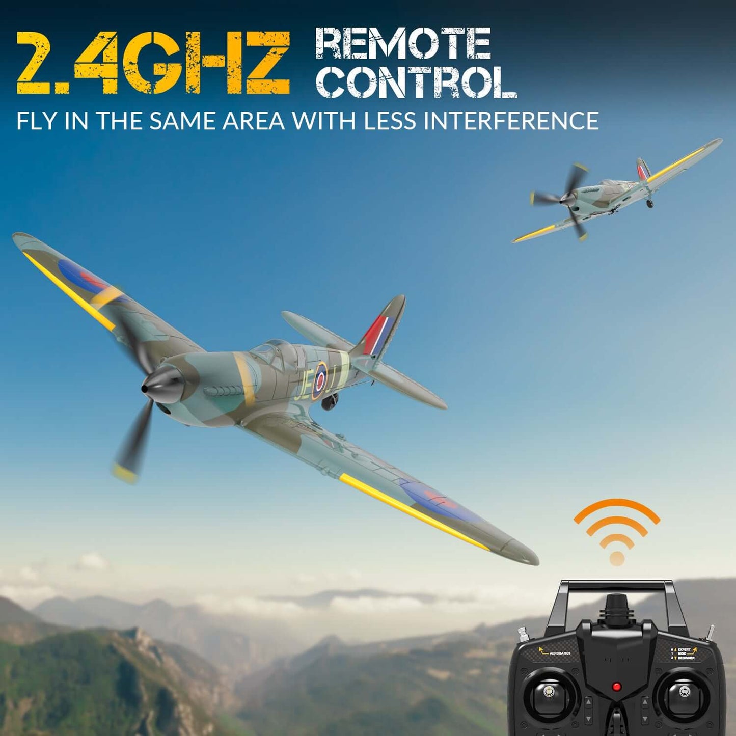 Blue Spitfire RC Airplane for Kids with 4-CH Xpilot Gyro Stabilizer - Velora Luxury Fashion