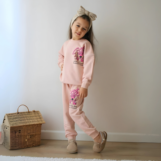 Blush Fun Girls Joggers Set - Velora Luxury Fashion