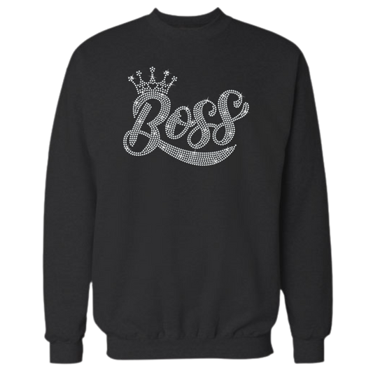 Boss with a Crown Rhinestone Shirt – Girl Boss Sparkle Bling Tee | Blingdazzel