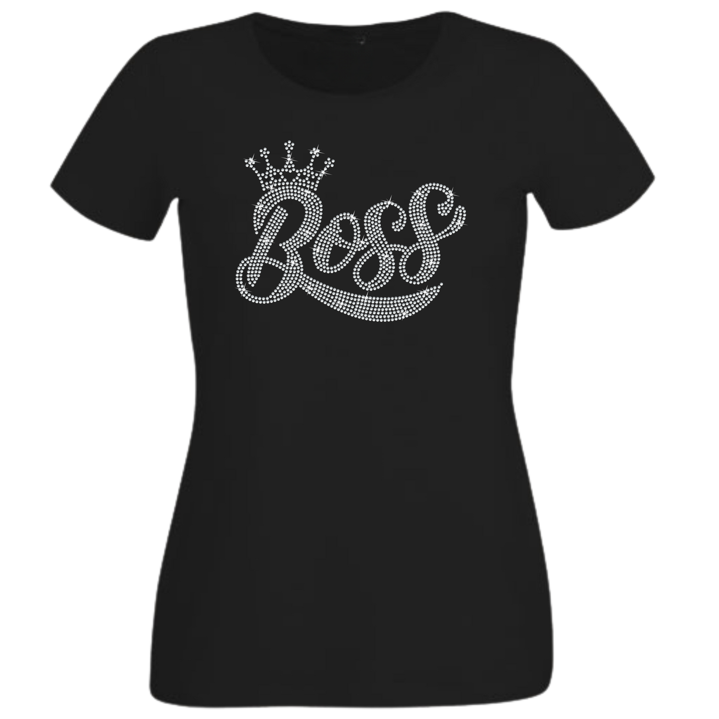Boss with a Crown Rhinestone Shirt – Girl Boss Sparkle Bling Tee | Blingdazzel