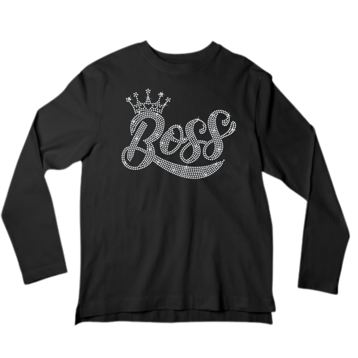 Boss with a Crown Rhinestone Shirt – Girl Boss Sparkle Bling Tee | Blingdazzel