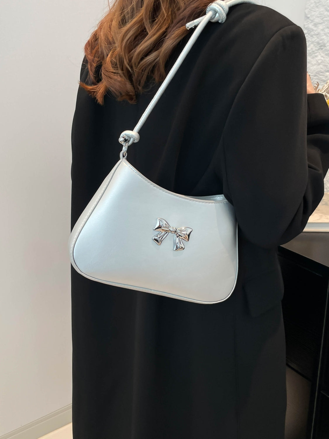 Bow PU Leather Knotted Strap Handbag - Velora Luxury Fashion