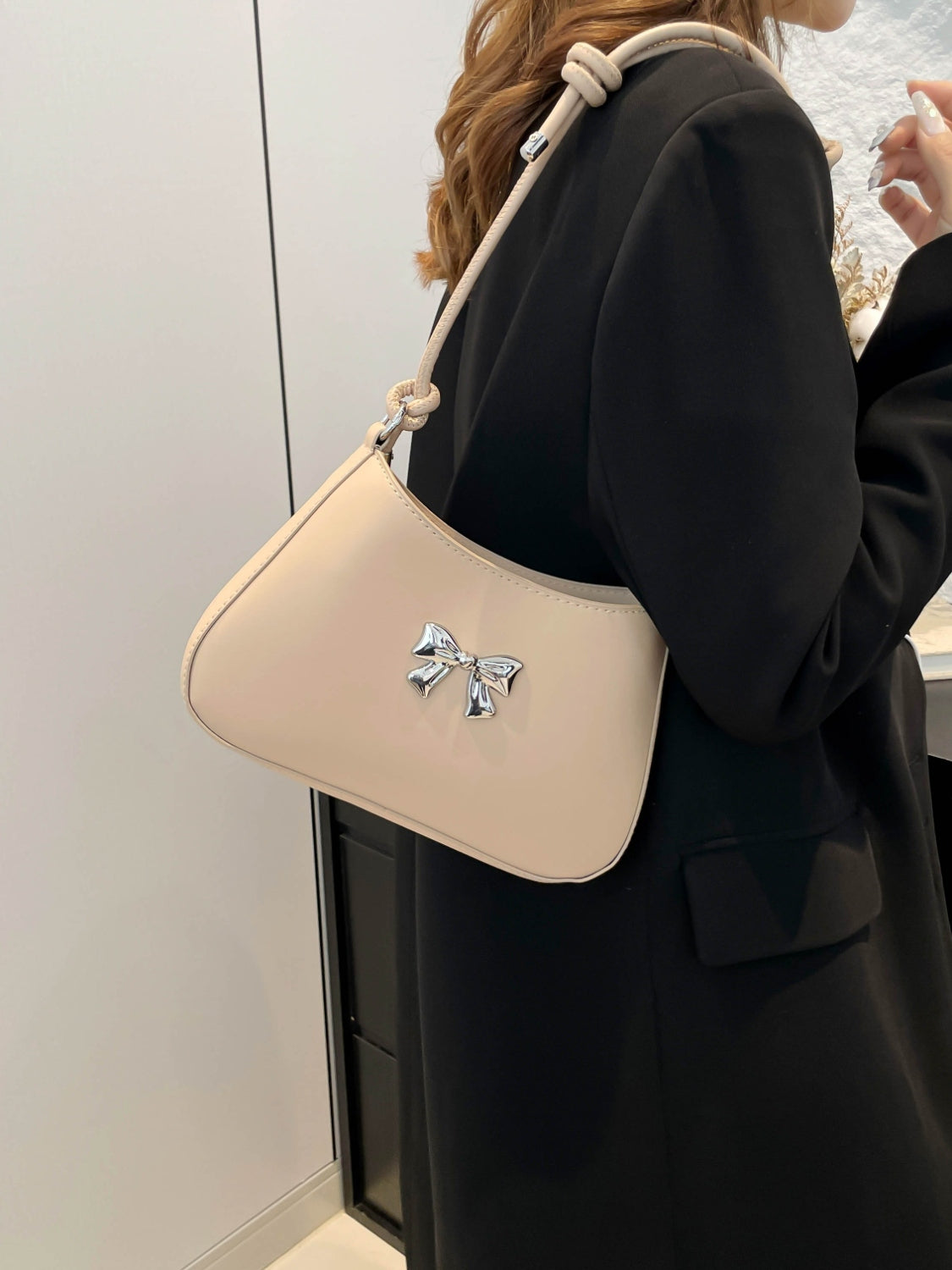 Bow PU Leather Knotted Strap Handbag - Velora Luxury Fashion