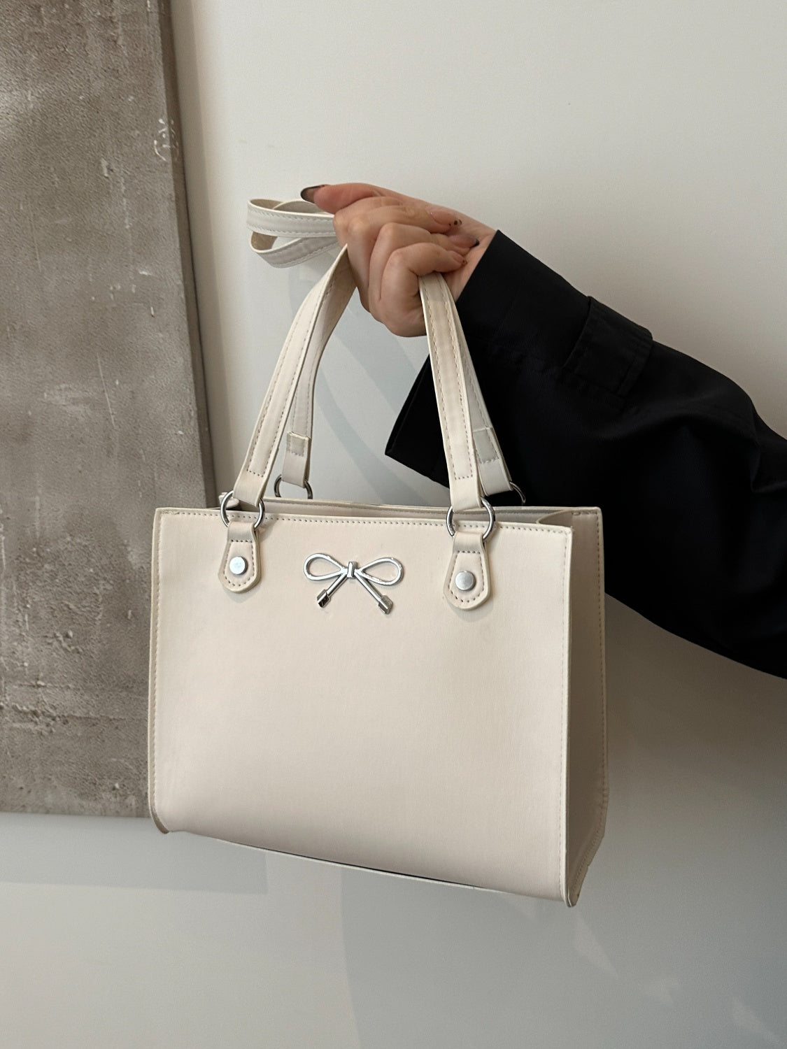 Bow PU Leather Shoulder Bag - Velora Luxury Fashion