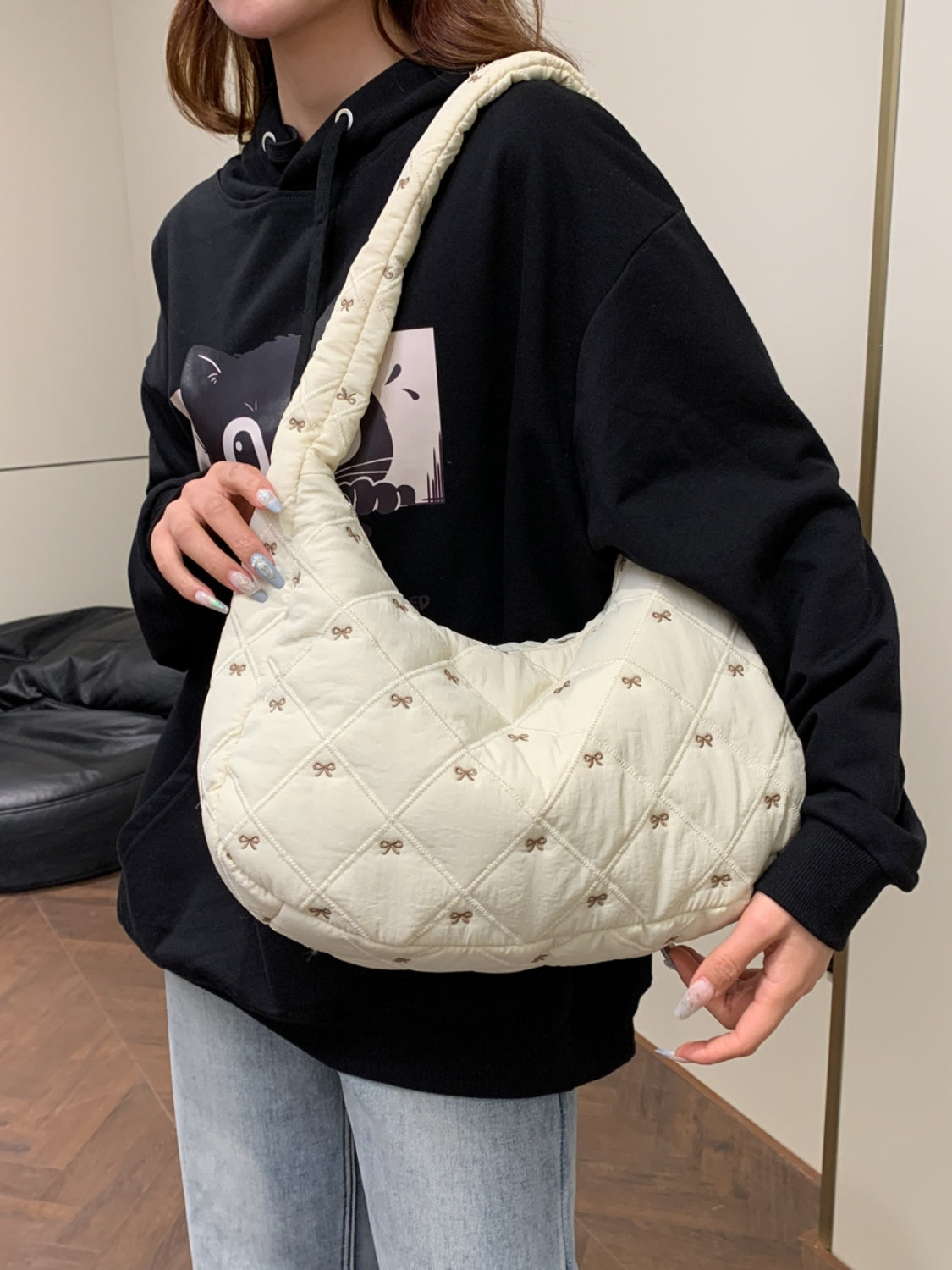 Bow Polyester Shoulder Bag - Velora Luxury Fashion